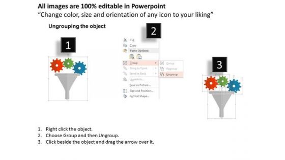 Business Diagram Gears With Sales Funnel Presentation Template