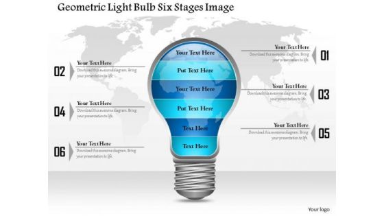 Business Diagram Geometric Light Bulb Six Stages Image Presentation Template