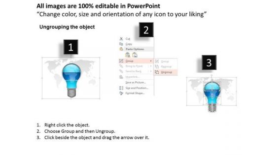 Business Diagram Geometric Light Bulb Three Steps Slide Presentation Template
