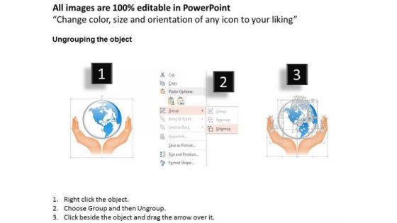 Business Diagram Globe In Hands For Global Protection Presentation Template