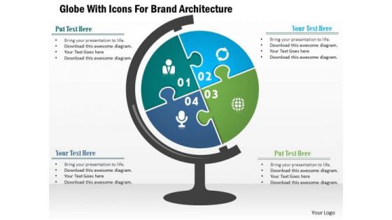 Business Diagram Globe With Icons For Brand Architecture Presentation Template