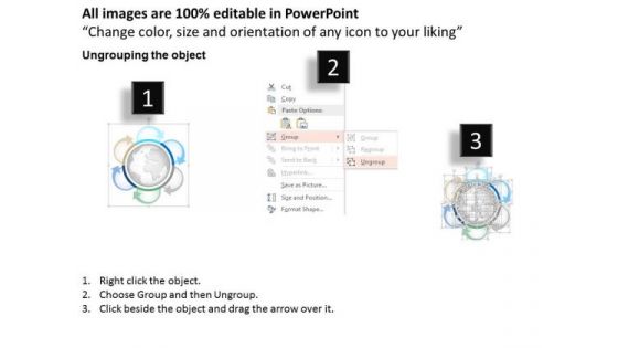 Business Diagram Globe With Six Staged Circular Process Presentation Template
