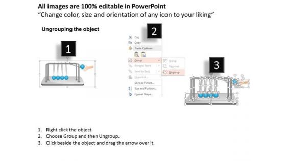 Business Diagram Graphic Of Newtons Cradle With Five Balls Presentation Template