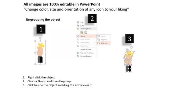 Business Diagram Hands Together To Find Puzzle Solution Presentation Template