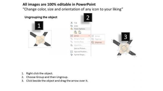Business Diagram Hands Unity Diagram With Four Steps Presentation Template