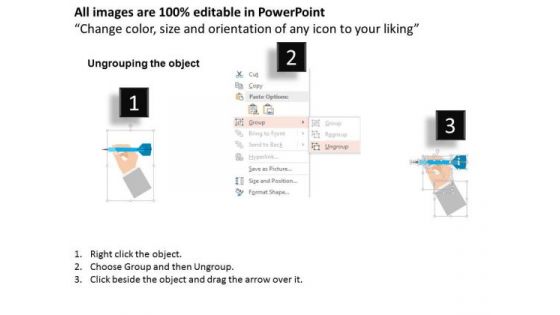 Business Diagram Hands With Darts Finding Target Presentation Template