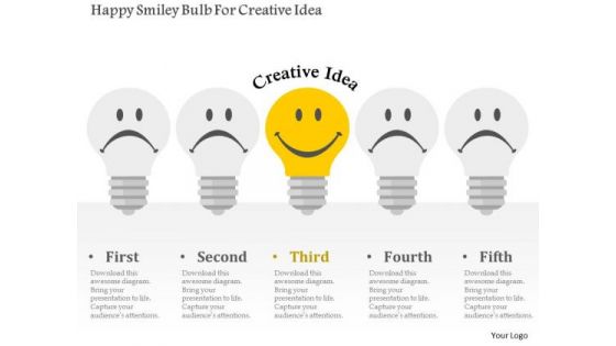 Business Diagram Happy Smiley Bulb For Creative Idea Presentation Template