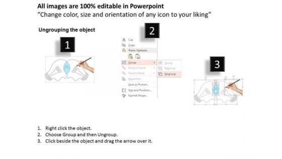Business Diagram Human Hand Drawing Bulb Graphics Presentation Template