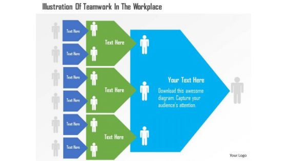 Business Diagram Illustration Of Teamwork In The Workplace Presentation Template