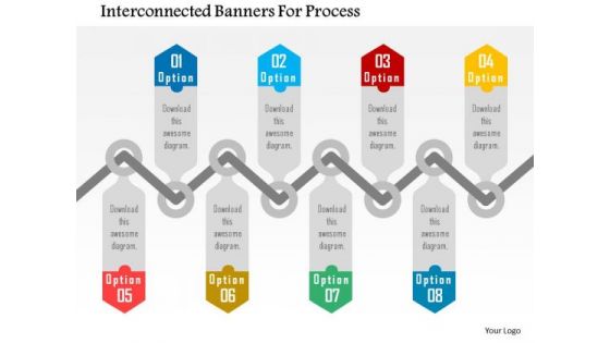 Business Diagram Interconnected Banners For Process Presentation Template