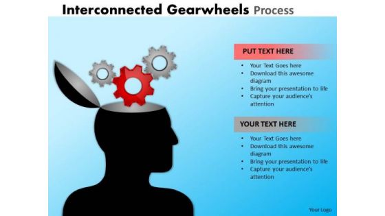 Business Diagram Interconnected Gearwheels Process Strategy Diagram