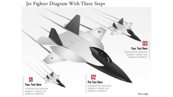 Business Diagram Jet Fighter Diagram With Three Steps Presentation Template