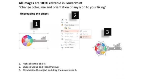 Business Diagram Key Shaped Pie Graph For Result Display Presentation Template