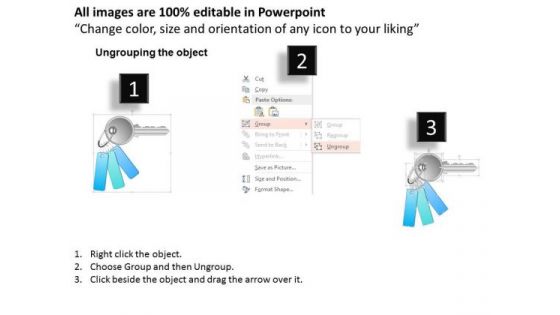 Business Diagram Key With Three Hanging Tags Diagram Presentation Template