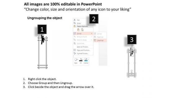 Business Diagram Ladder With Success Text 3d Man Climbing Over Presentation Template