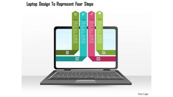 Business Diagram Laptop Design To Represent Four Steps Presentation Template
