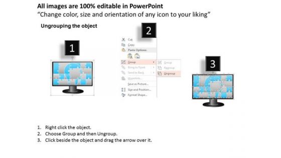Business Diagram Laptop Made With Puzzle For Text Display Presentation Template
