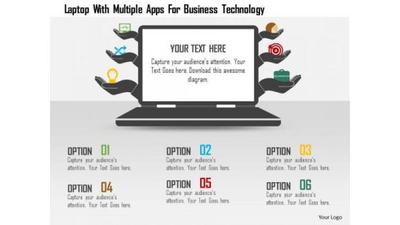 Business Diagram Laptop With Multiple Apps For Business Technology Presentation Template