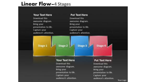 Business Diagram Linear Flow 4 Stages Business Framework Model
