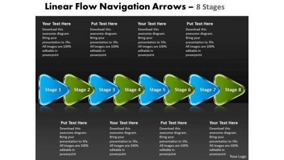 Business Diagram Linear Flow Navigation Arrow 8 Stages Sales Diagram