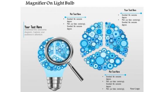 Business Diagram Magnifier On Light Bulb Presentation Template