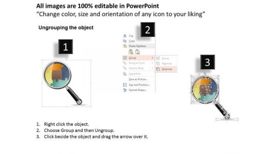 Business Diagram Magnifying Glass With Puzzle Pieces Slide Presentation Template