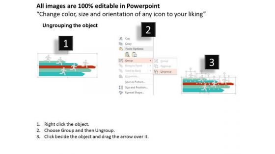 Business Diagram Men Running On Arrows For Competition Presentation Template