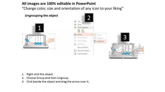 Business Diagram Newtons Cradle With Five Balls Law Of Equiliburium Presentation Template