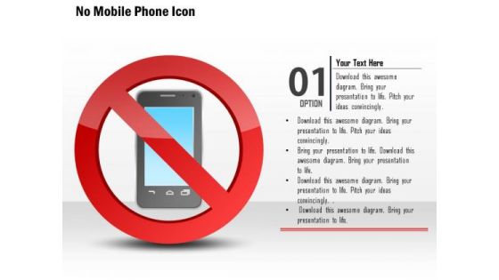 Business Diagram No Mobile Phone Icons With Red Warning Sign Presentation Template
