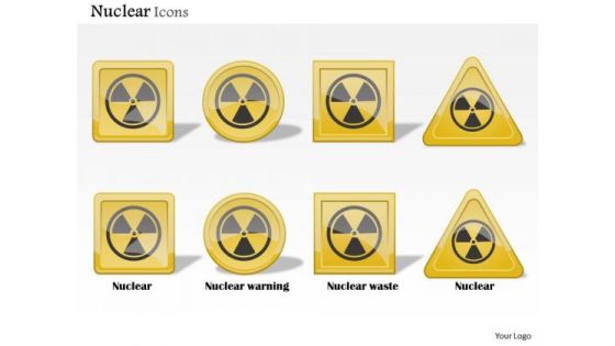 Business Diagram Nuclear Icons Showing Warning Waste Alarm Toxic Presentation Template