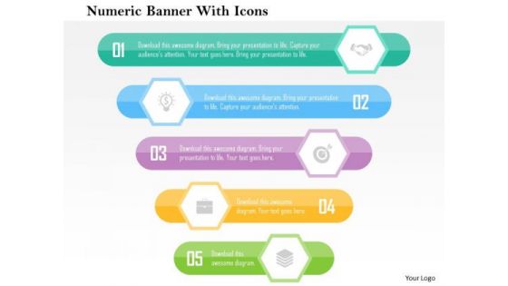 Business Diagram Numeric Banner With Icons Presentation Template