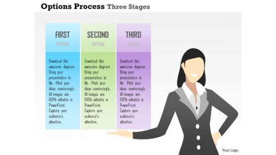 Business Diagram Options Process Three Stages Presentation Template