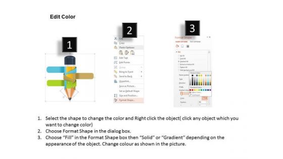Business Diagram Pencil Chart With Three Action Steps Presentation Slide Template