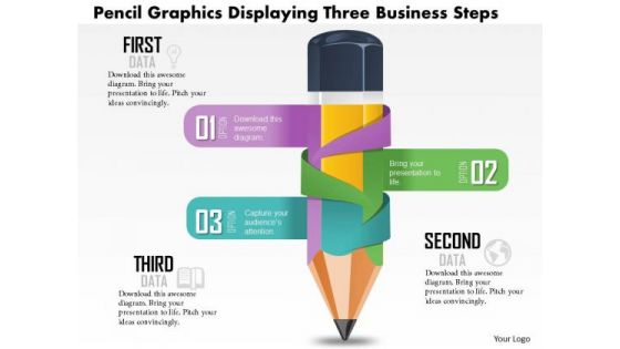 Business Diagram Pencil Graphics Displaying Three Business Steps Presentation Template Business Diagram Pencil Graphics Displaying Three Business Steps Presentation Template