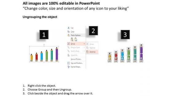 Business Diagram Pencils In Steps Infographic Presentation Template
