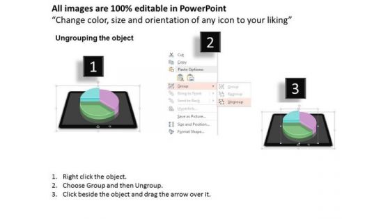 Business Diagram Percentage Pie Chart On Computer Tablet Presentation Template