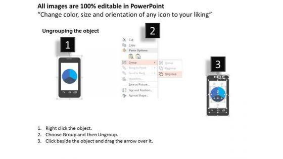 Business Diagram Pie Chart On Mobile For Corporate Finance Presentation Template