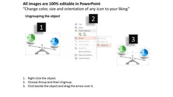 Business Diagram Pie Charts On Scale Presentation Template