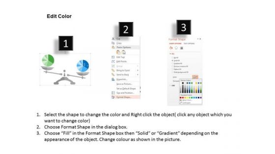 Business Diagram Pie Charts On Scale Presentation Template