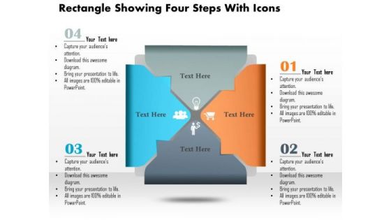 Business Diagram Rectangle Showing Four Steps With Icons Presentation Slide Template