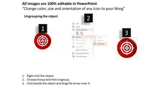 Business Diagram Red Business Target Circle With Direction Compass Presentation Template