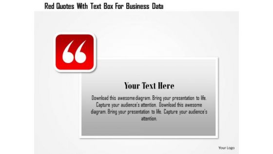 Business Diagram Red Quotes With Text Box For Business Data Presentation Template