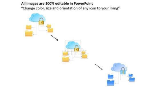 Business Diagram Secure Connections To The Public Cloud With Folders And Lock Ppt Slide
