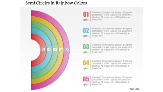 Business Diagram Semi Circles In Rainbow Colors Presentation Template