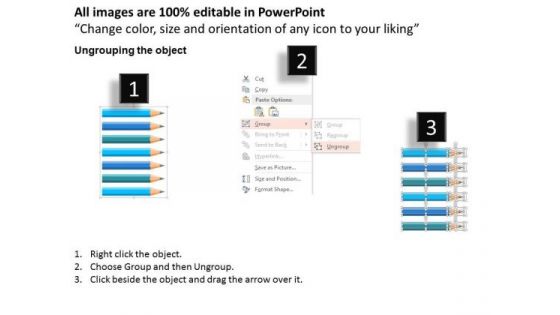Business Diagram Seven Pencils With Text Boxes Process Diagram Presentation Template