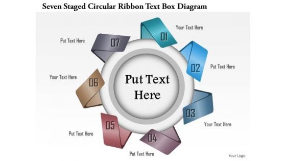 Business Diagram Seven Staged Circular Ribbon Text Box Diagram Presentation Template