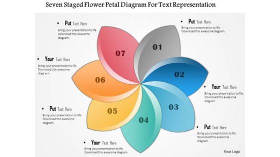 Business Diagram Seven Staged Flower Petal Diagram For Text Representation Presentation Template