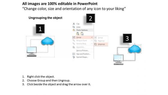 Business Diagram Simple Desktop Conntected To Cloud Ppt Slide