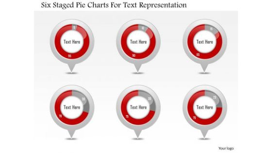 Business Diagram Six Staged Pie Charts For Text Representation PowerPoint Slide