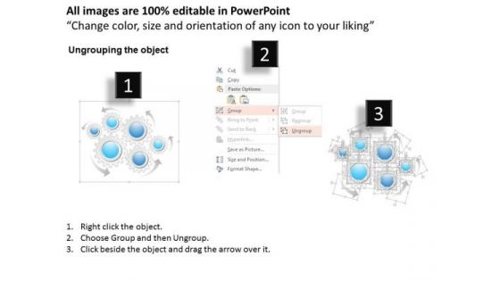 Business Diagram Six Steps Gears Process Presentation Template